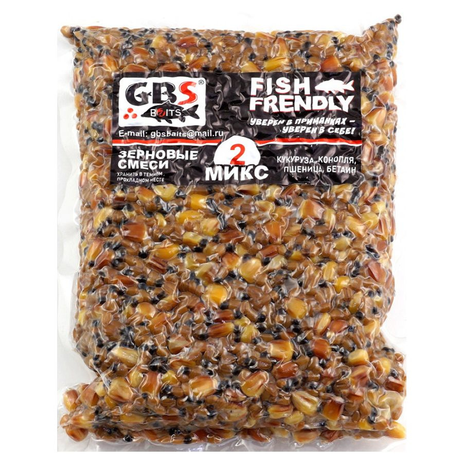 Зерновая смесь GBS MIX-2 (кукуруза, конопля, пшеница, бетаин) 2 кг / Прикормка натуральная / Фидерная #1