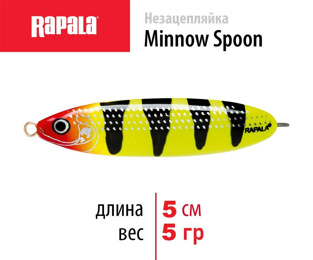 Блесна колебалка незацепляйка на щуку RAPALA Minnow Spoon 05 цвет CLT 5см -5гр приманка  #1