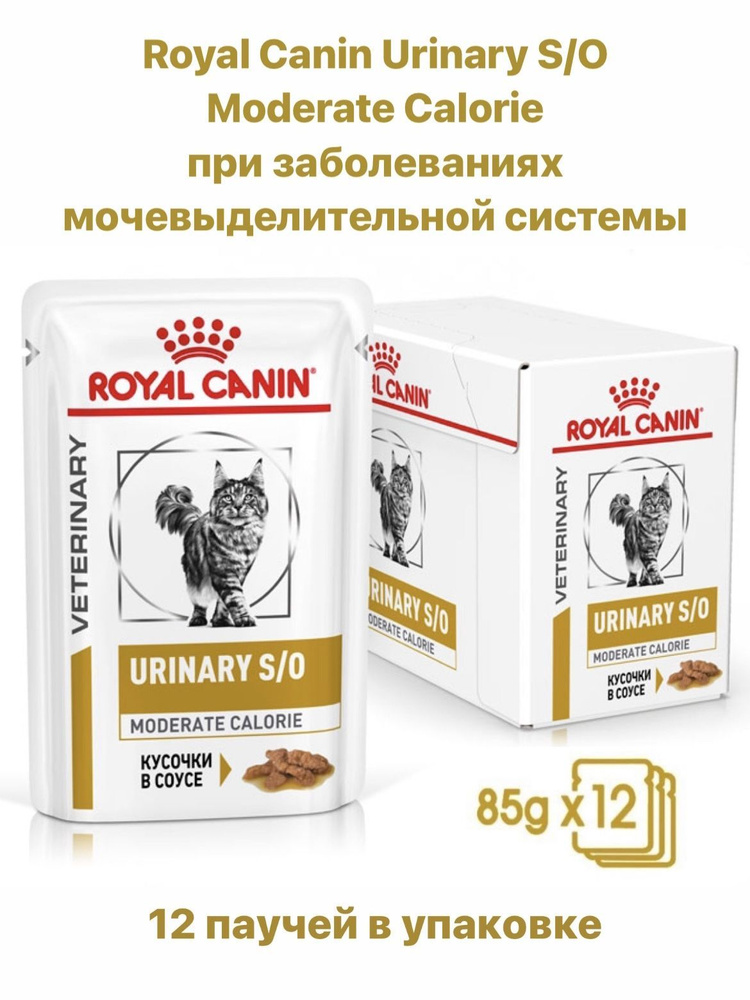 Влажный корм для взрослых кошек Royal Canin Urinary S/O Moderate Calorie, 85 г х 12 штук  #1