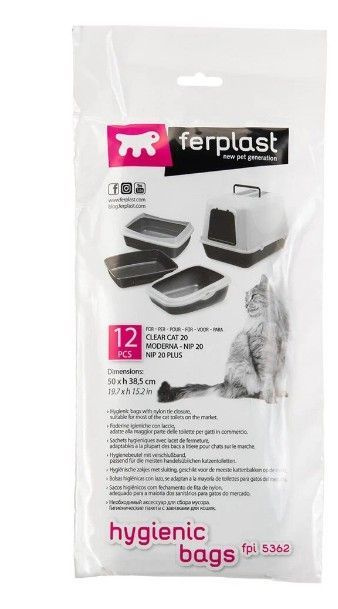 Гигиенические пакеты Ferplast для кошачьих туалетов Nip,Bella,Prima, Moderna, 1упх12шт ,50х38,5 см  #1