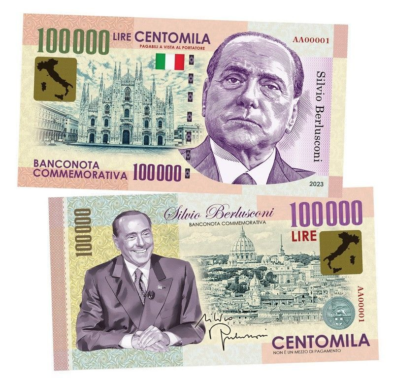 100 000 lire (лиры) Сильвио Берлускони. Италия. (Silvio Berlusconi. Italy)  #1