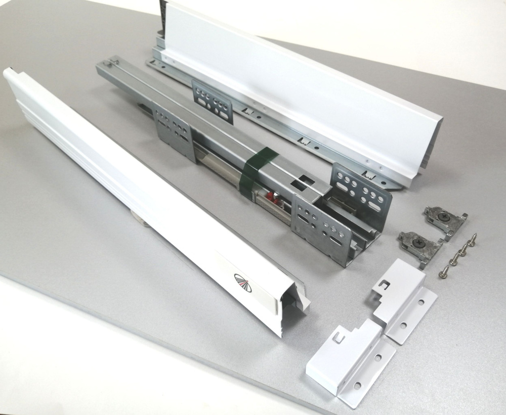 Комплект боковин и направляющих с доводчиком для выдвижного кухонного ящика GRATIS 84*500 мм, белый  #1