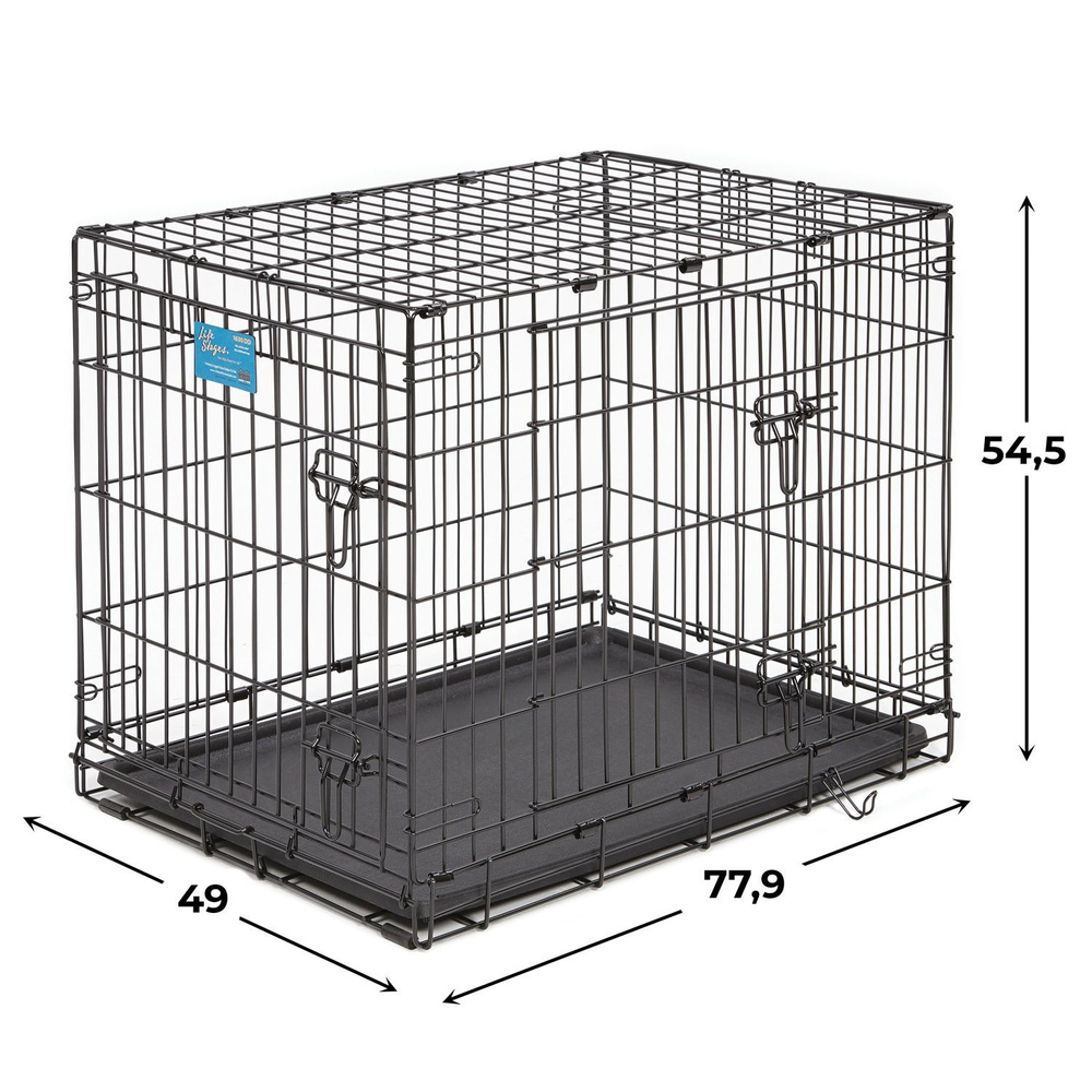 Клетка MidWest Life Stages для собак 77,9х49х54,5h см, 2 двери, черная 1630DD  #1