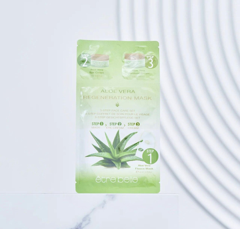 Etre Belle Aloe Vera 3-Step Fleece Mask,3-х шаговая маска по уходу за лицом "Алоэ Вера  #1