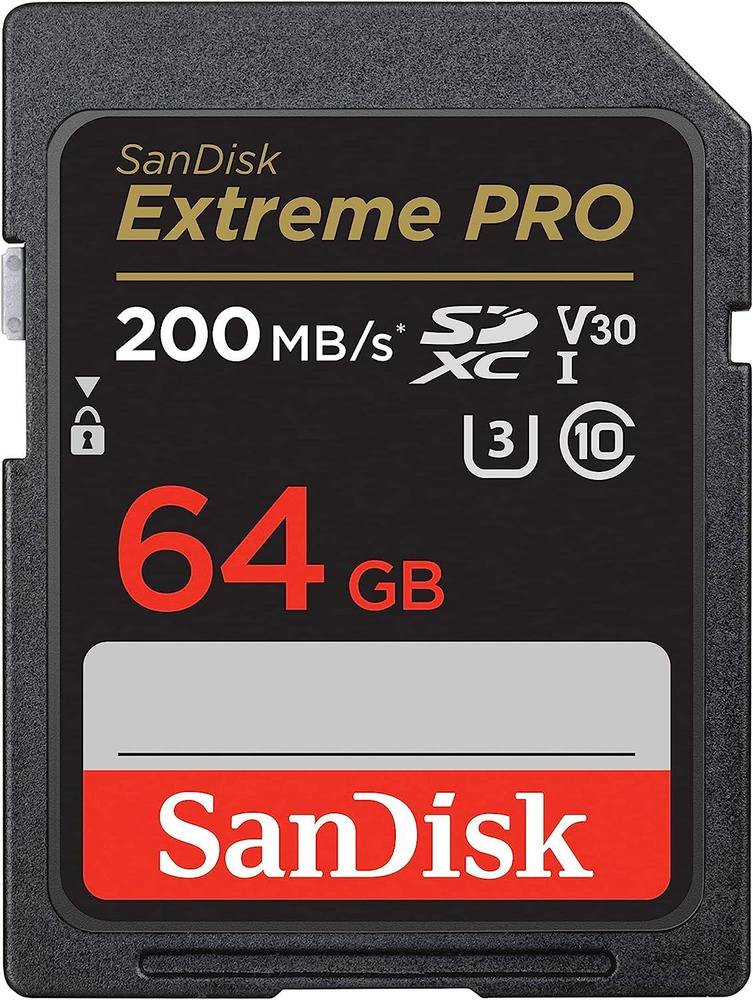 Карта памяти SanDisk SDXC Extreme Pro Class 10 UHS-I V30 U3 (200/90MB/s) 64GB #1