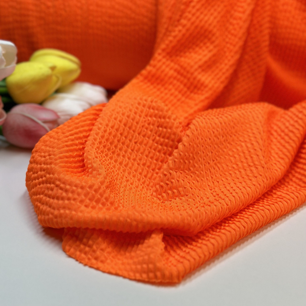 Бифлекс жатка, /длина 100 см /Ткань для купальника, ткань для шитья/цвет оранжевый неон  #1