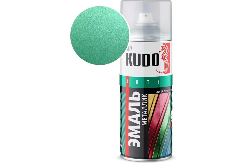 Эмаль универсальная быстросохнущая, металлик зеленый, KUDO, 520 мл  #1