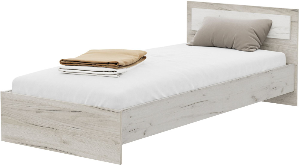 Односпальная кровать Стендмебель 90x200 см Гармония КР-603, дуб крафт белый, дуб крафт серый  #1