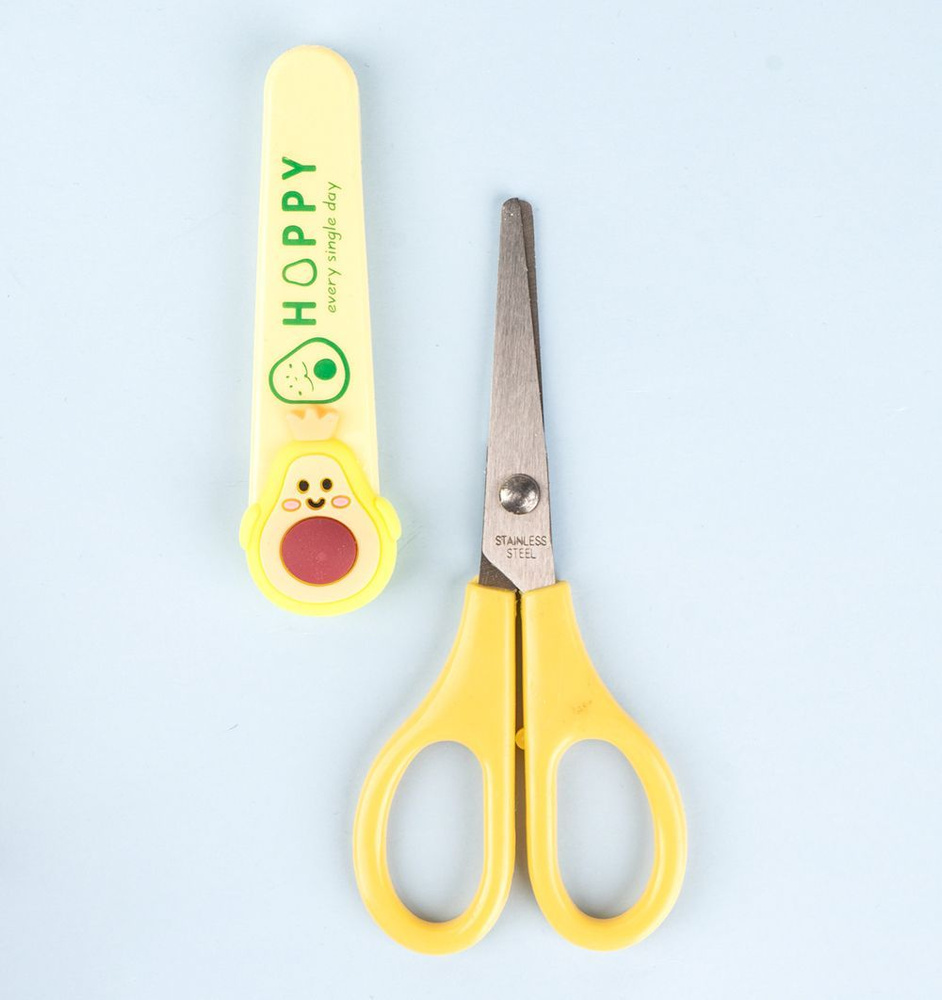 Ножницы детские безопасные с колпачком Avocado (Авокадо) желтые  #1