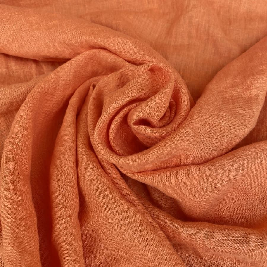 Ткань лен 100% умягченная отрез 2,5м х 145см Оранжевая #1