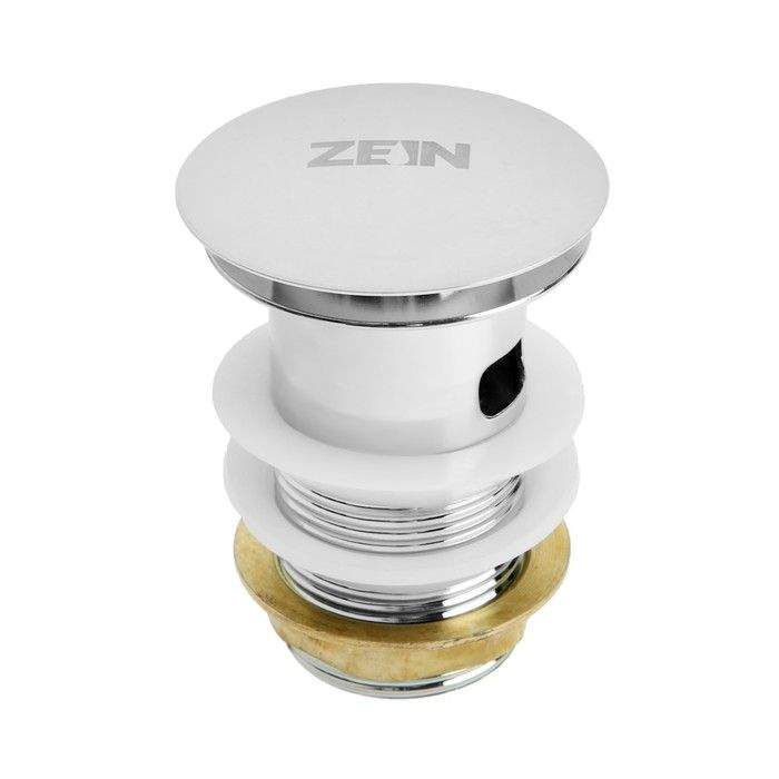 Донный клапан Zein BP2, 1 1/4", большая кнопка, с переливом, для раковины, хром  #1