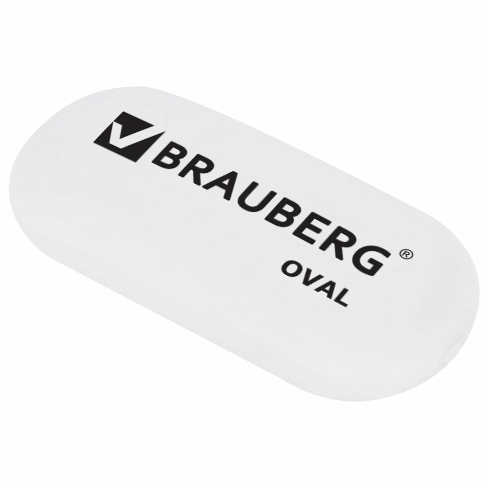 Ластик канцелярский для карандаша Brauberg, 55х23х10 мм, белый, овальный  #1