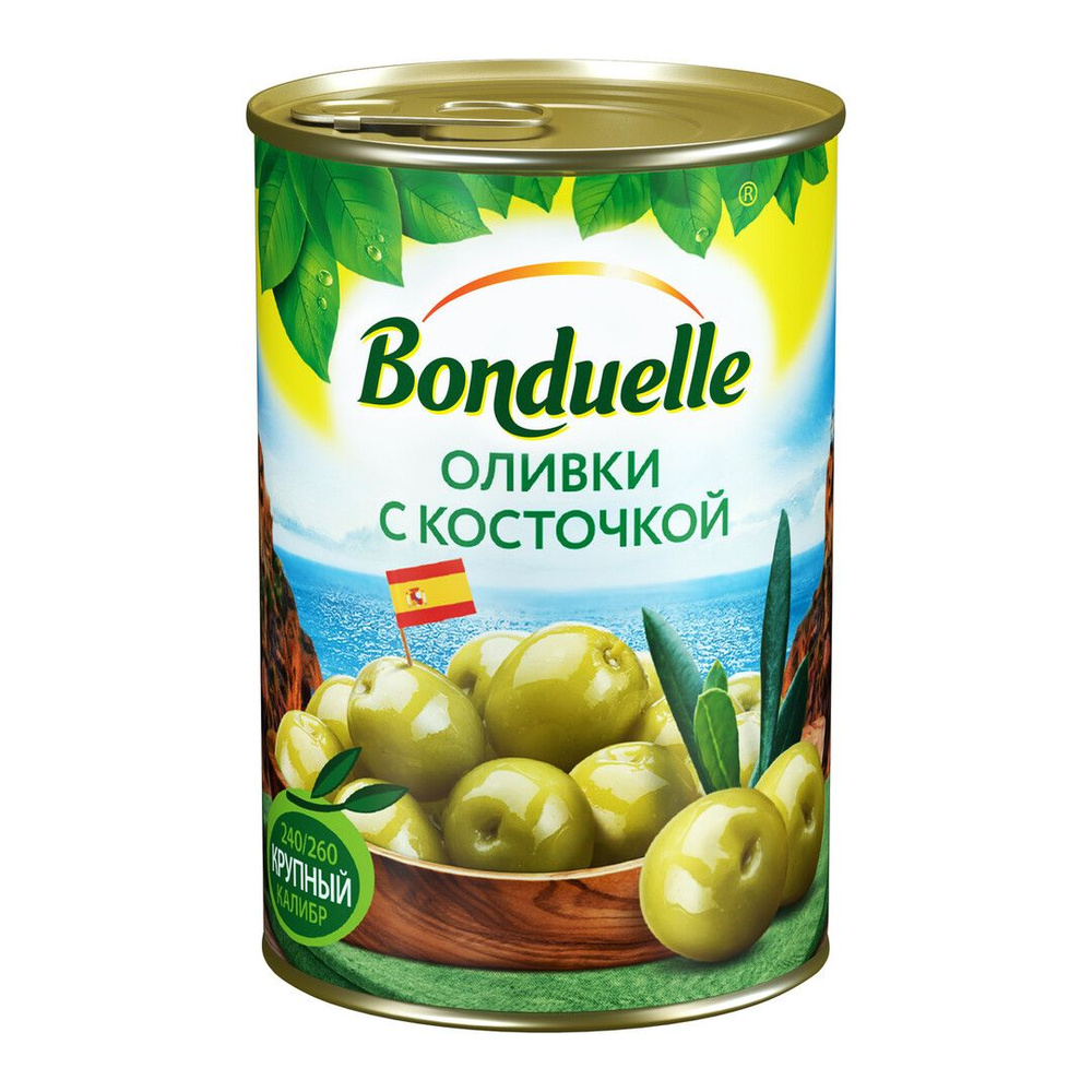 Оливки Bonduelle с косточкой 300 г #1