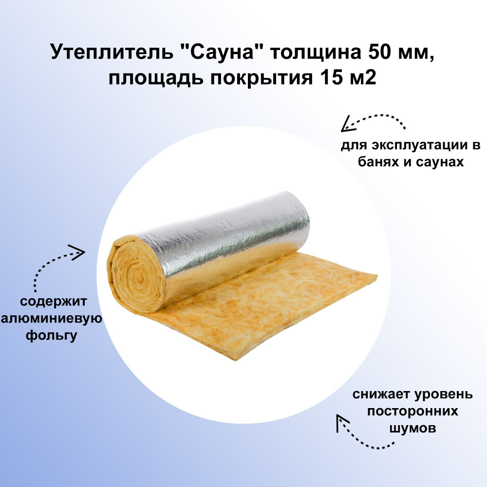 Утеплитель "Сауна" толщина 50 мм, площадь покрытия 15м2 - для эксплуатации в банях и саунах, используется #1