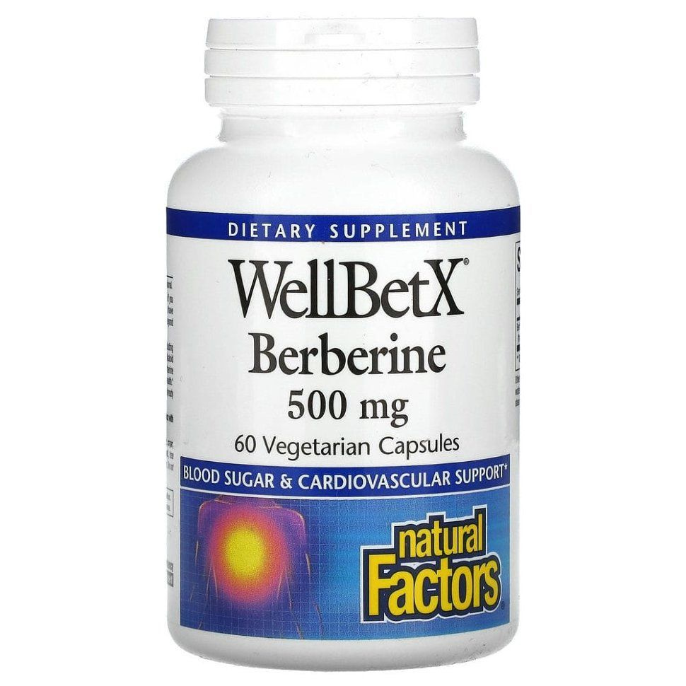 Berberine WellBetX, Natural Factors, Берберин, 500 мг, 60 вегетарианских капсул  #1