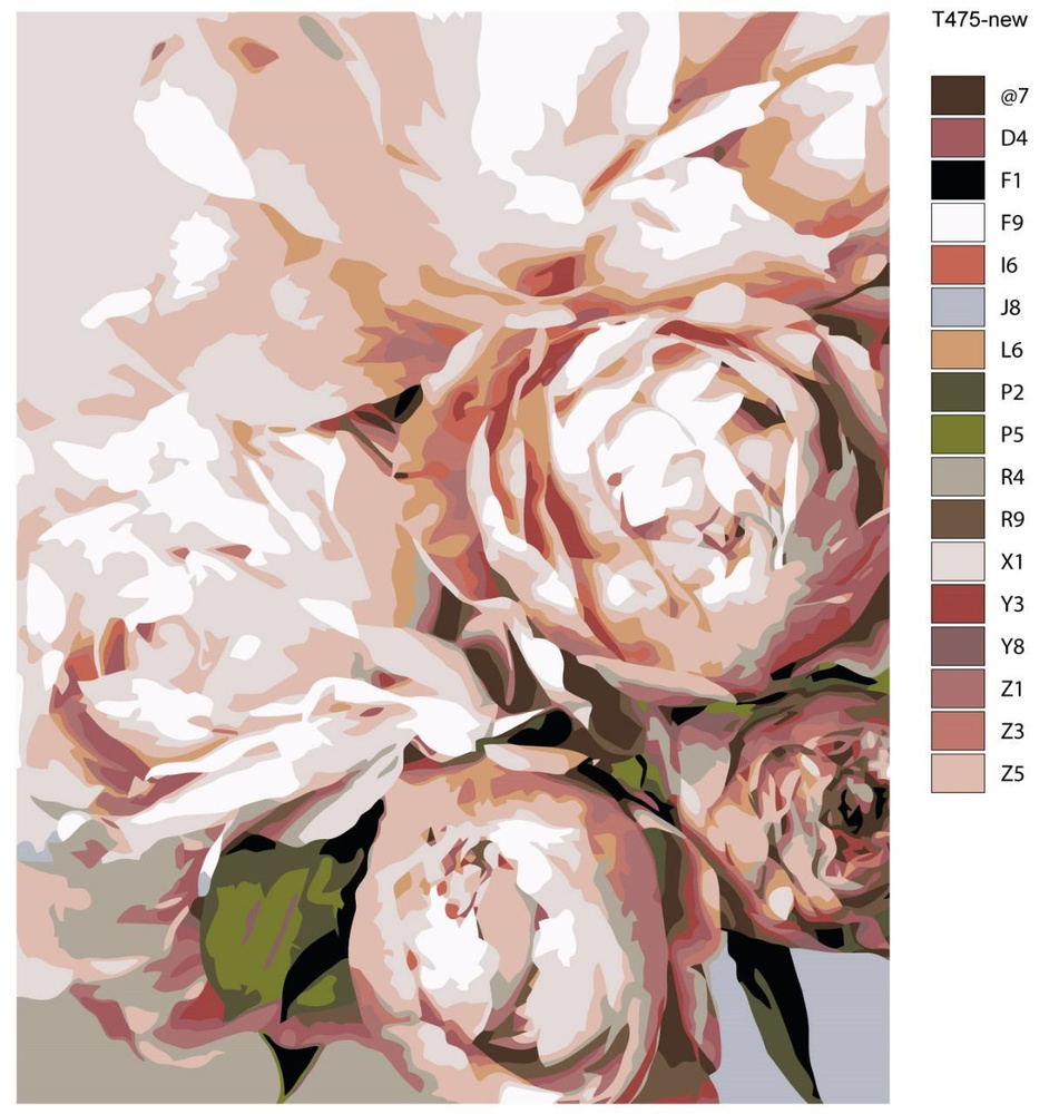 Картина по номерам T475 "РОЗОВЫЕ ПИОНЫ" 40x50 #1