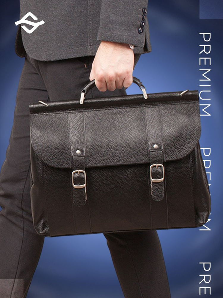 Портфель мужской LAKESTONE, натуральная кожа, сумка через плечо, кожаная, деловая, для документов А4 #1