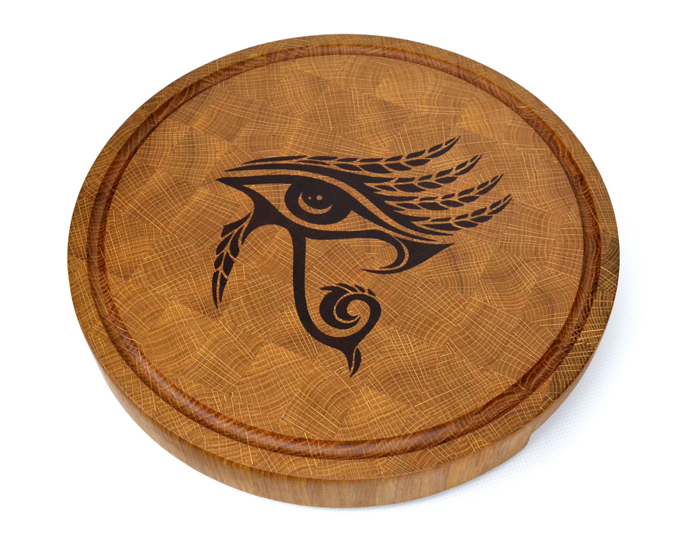 Торцевая доска "Египетский Глаз" Wooden Plate, 29 см, дуб/сапеле  #1