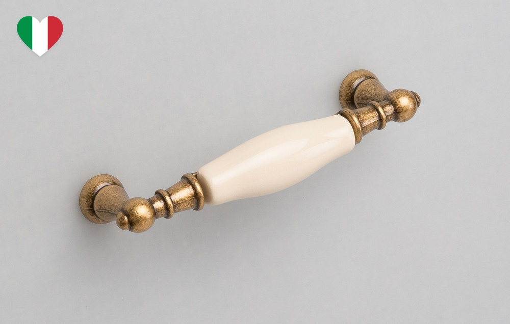 New Deco мебельная ручка-скоба 96 мм бронза и кремовая керамика  #1
