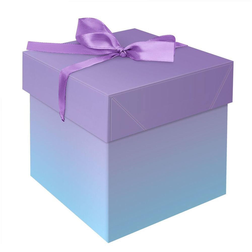Коробка складная подарочная с атласной лентой, 15х15х15 см, MESHU Duotone Blue-Lilac gradients  #1