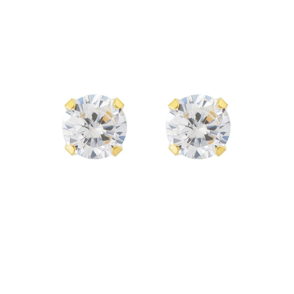 Серьги, Cubic Zirconia 6mm Gold Plated #1