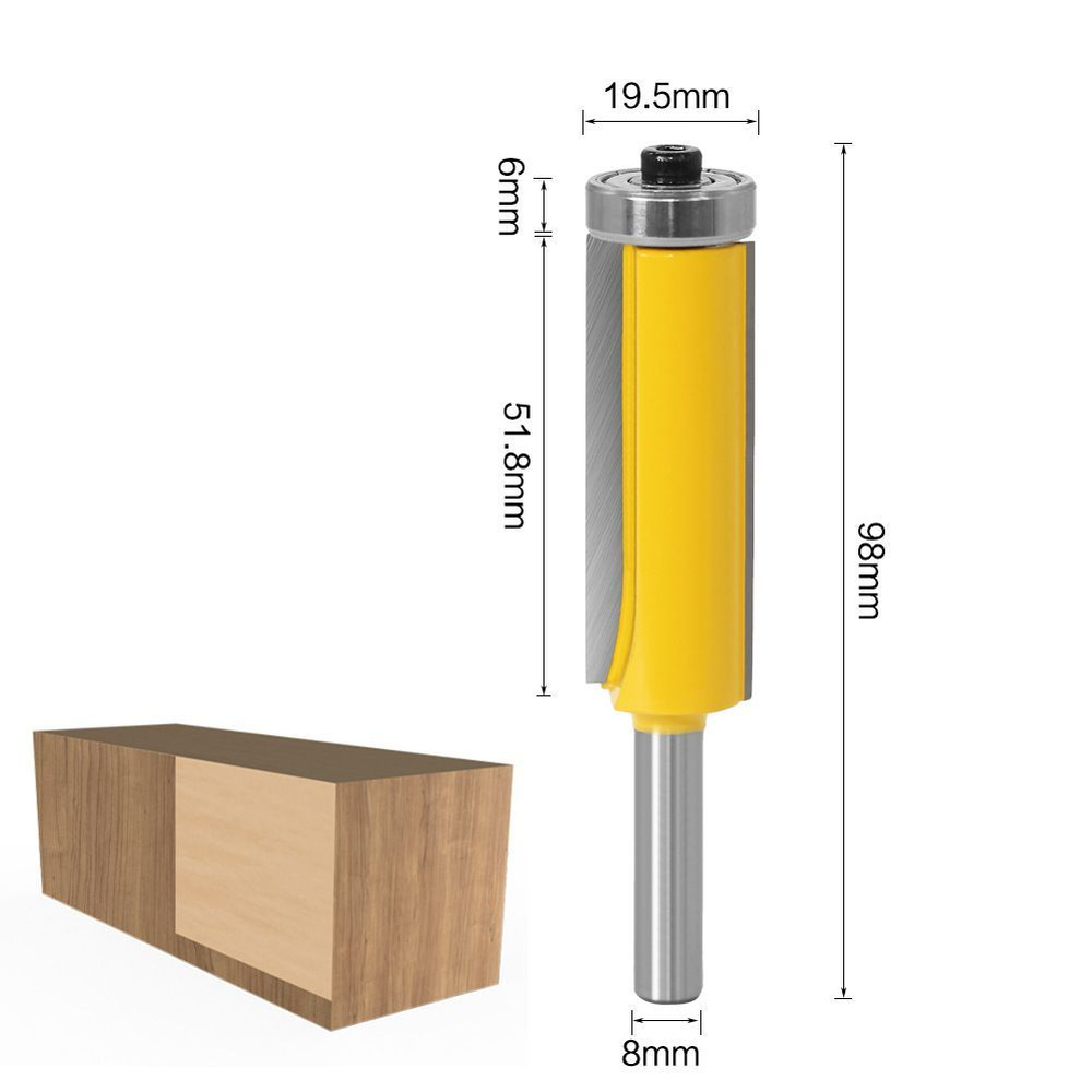 Фреза по дереву пазовая прямая с верхним подшипником 19.05 x 51.8 мм,хвостовик 8 мм  #1