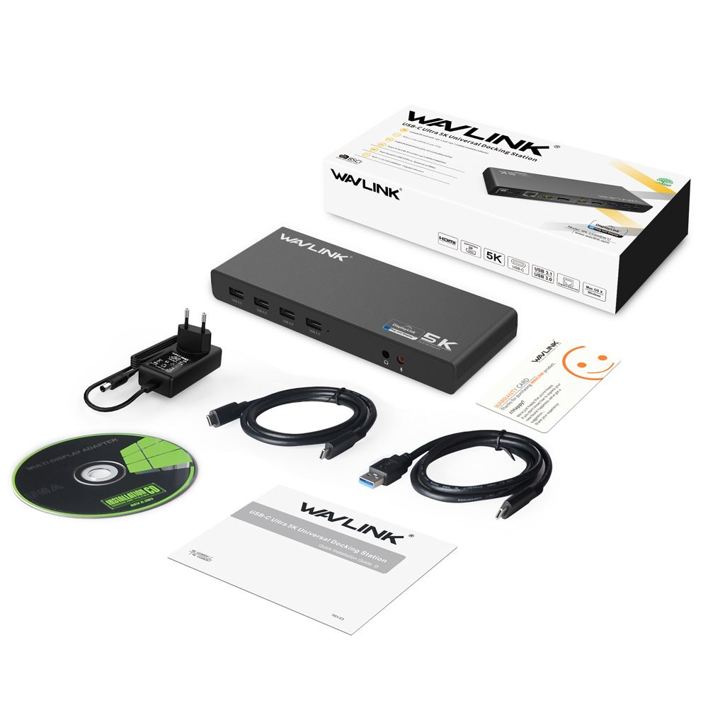 Универсальная док-станция Wavlink Displaylink 5K USB-C двойной дисплей ...