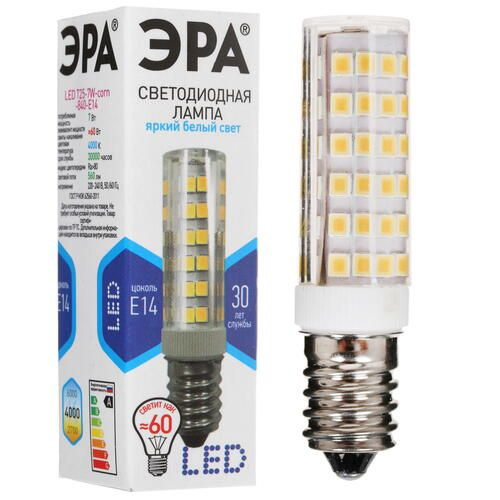 Лампа светодиодная ЭРА LED E14/Т25/7w/840 E14, 7 Вт, 560 лм, 4000 K, 220-240 В / 50-60 Гц  #1