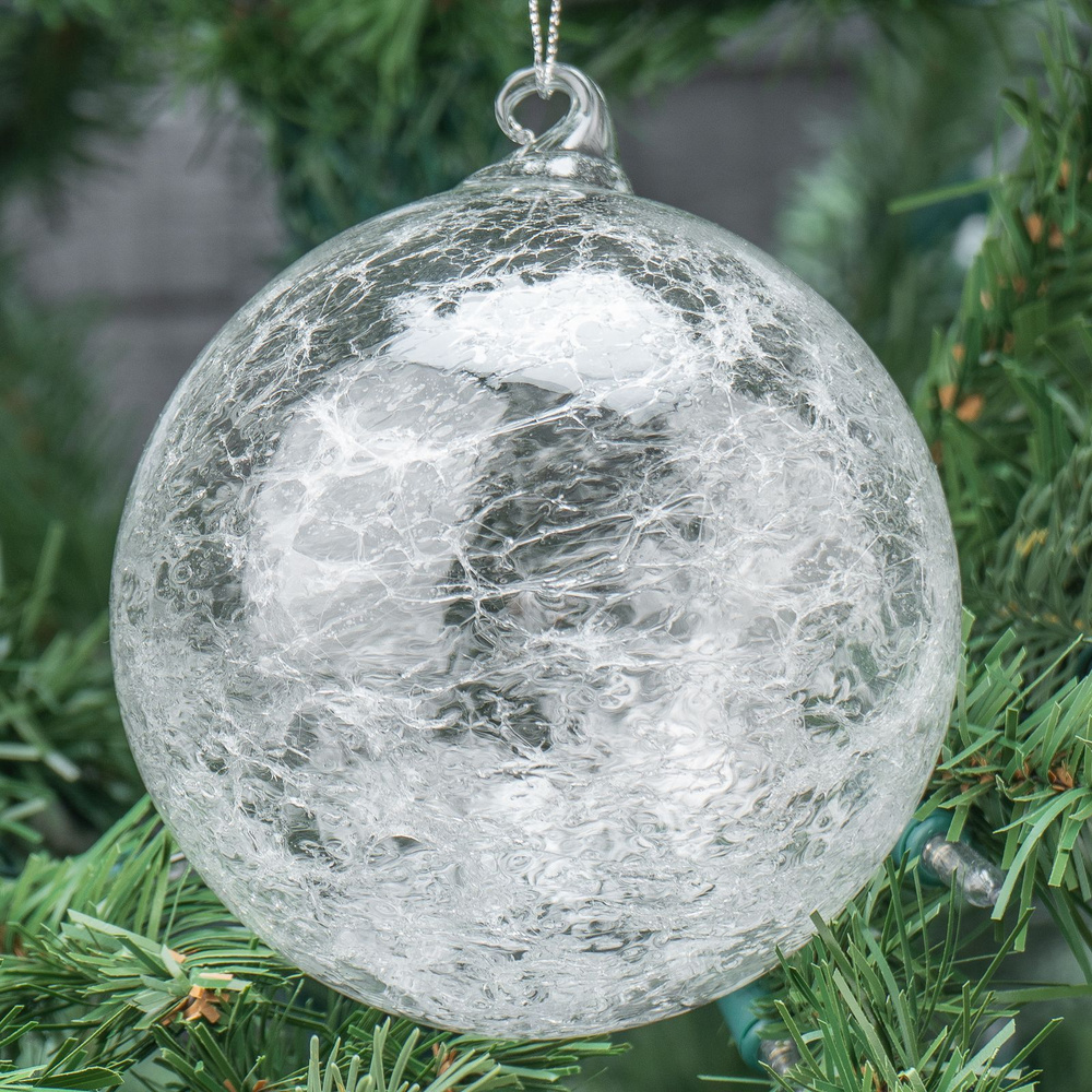 Ёлочная игрушка Glass Ball With Snow Inside Clear/White 10 cm #1