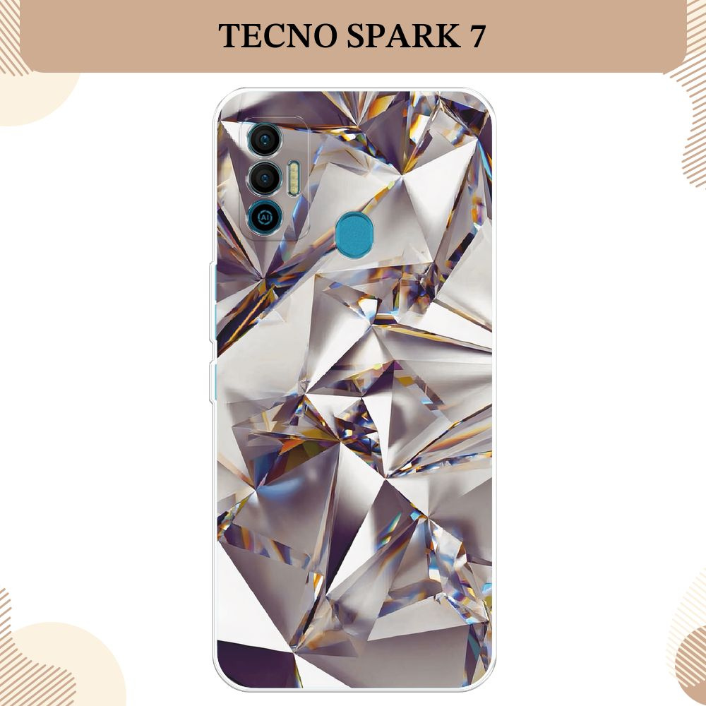 Силиконовый чехол на Tecno Spark 7 / Текно Спарк 7, Бриллианты #1