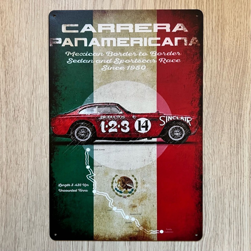 Табличка металлическая интерьерная Carrera Panamericana #1