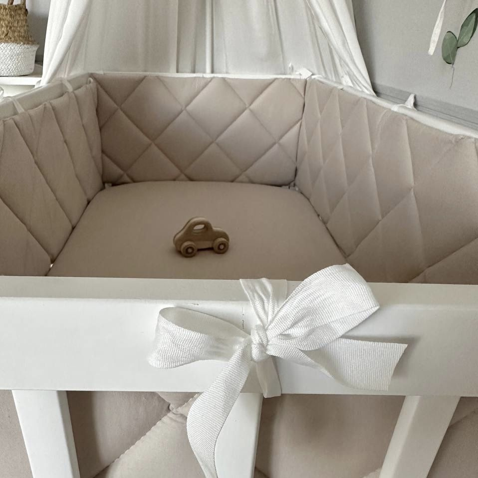 Бортики в кроватку для новорождённых стеганые MamiBro, 100% хлопок, 60х30 см - 2 шт, 120х30 см - 2 шт, #1