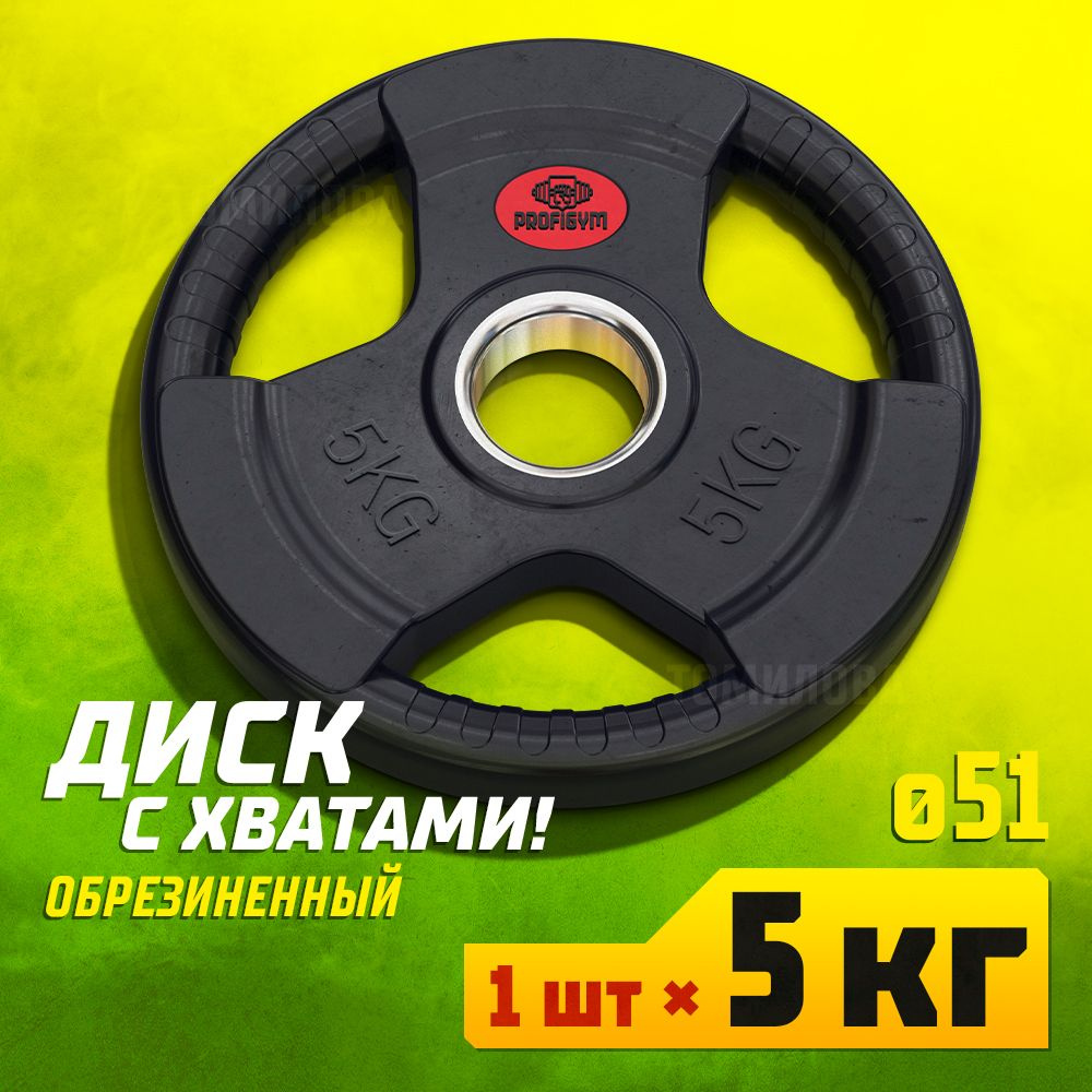 Profigym Блин для штанги, 5 кг, диаметр диска: 24.5 см #1