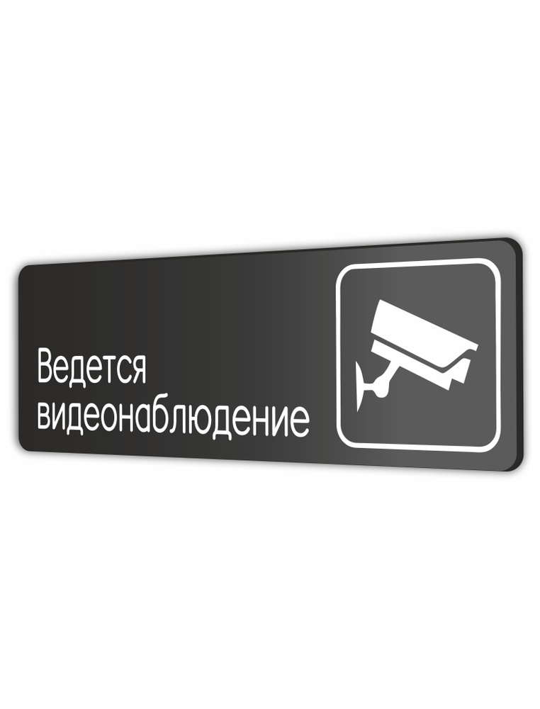 Табличка Ведется видеонаблюдение в офис, в школу, в библиотеку, в гос. учреждения 30х10см с двусторонним #1