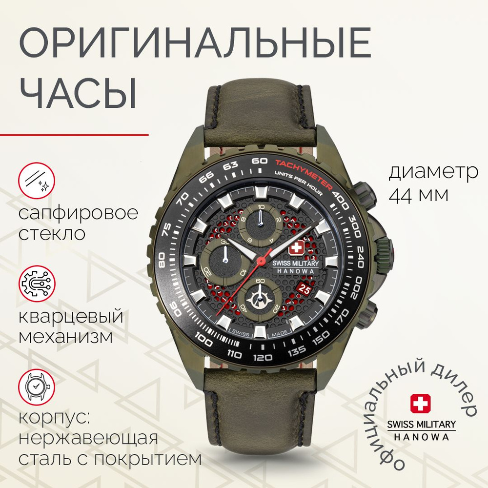 Оригинальные часы наручные мужские Swiss Military Hanowa Iguana SMWGC2102290. Кварцевый хронограф. Часы #1