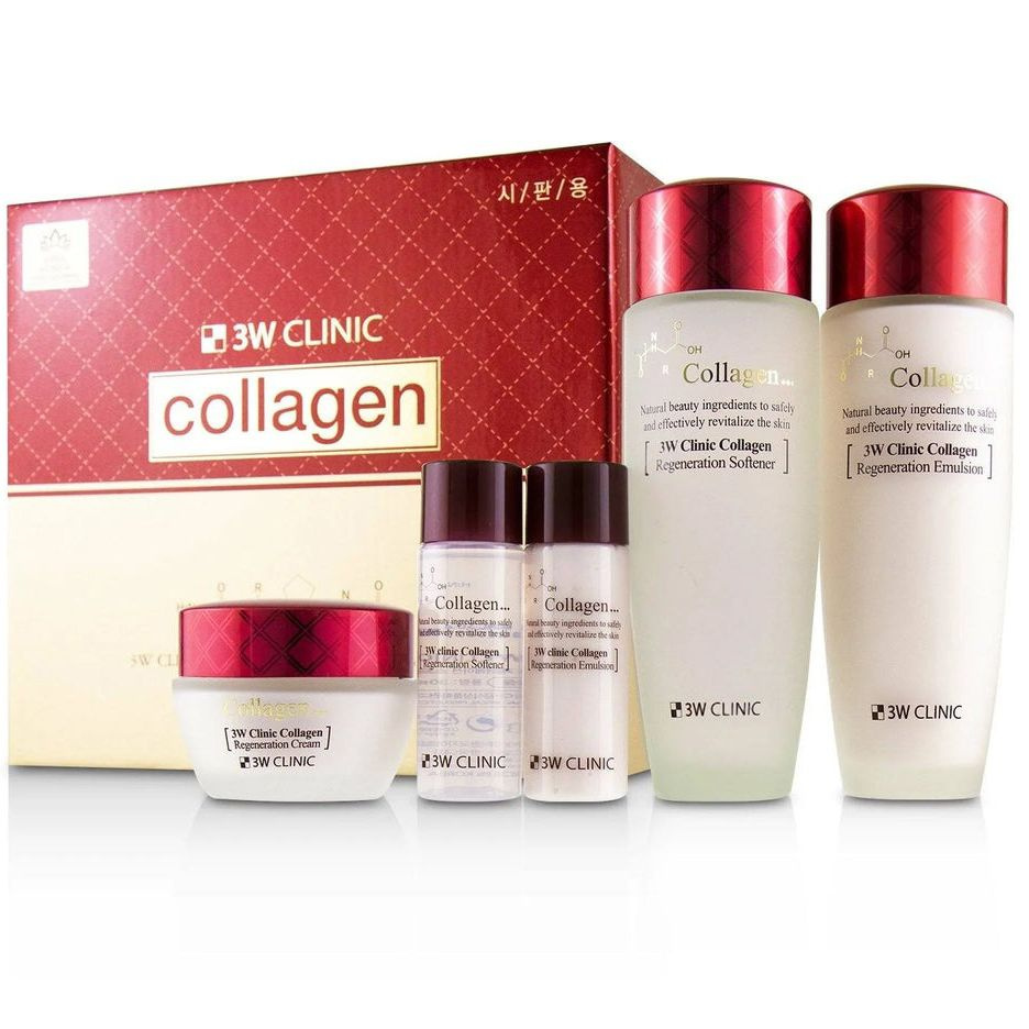 3W Clinic Набор косметики для лица с коллагеном Collagen Skin Care 3 Items Set  #1