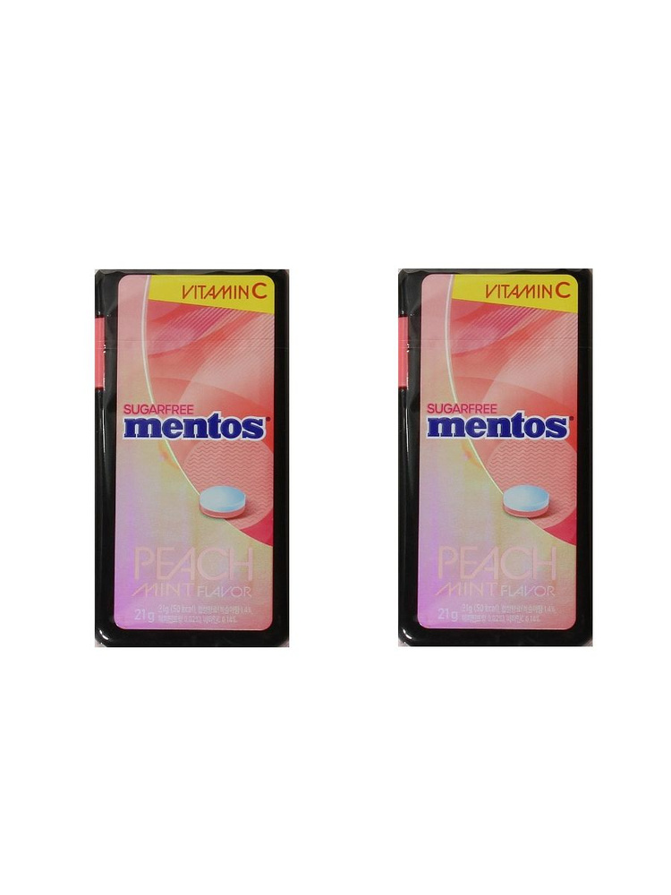 Жевательные конфеты Mentos Фруктовая мята и Персик, 2 шт х 21гр  #1