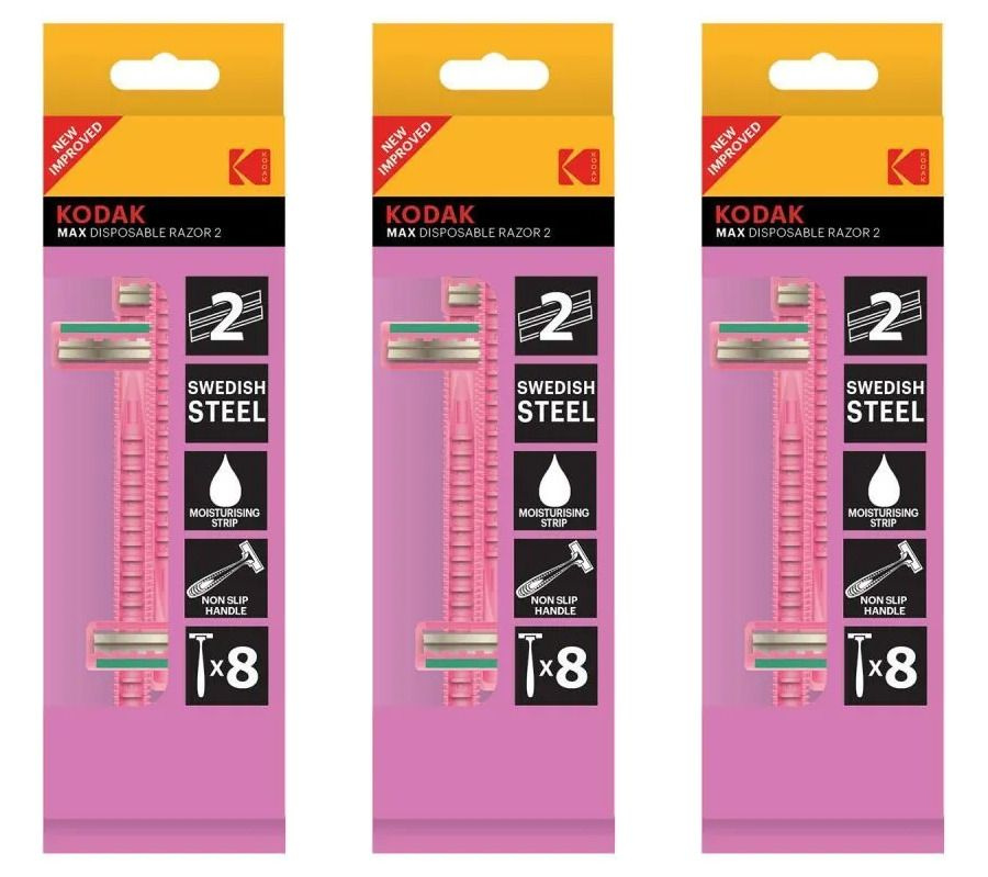 Kodak Станки для бритья, Disposable Razor Max 2, женские, одноразовые, 8 штук в упаковке, 3 упаковки #1