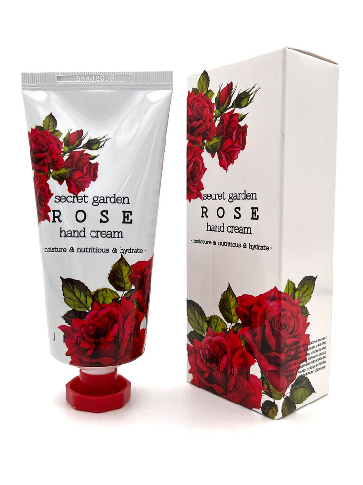 Jigott Крем для рук корейский увлажняющий с экстрактом Розы Secret Garden Rose Hand Cream, 100 мл.  #1