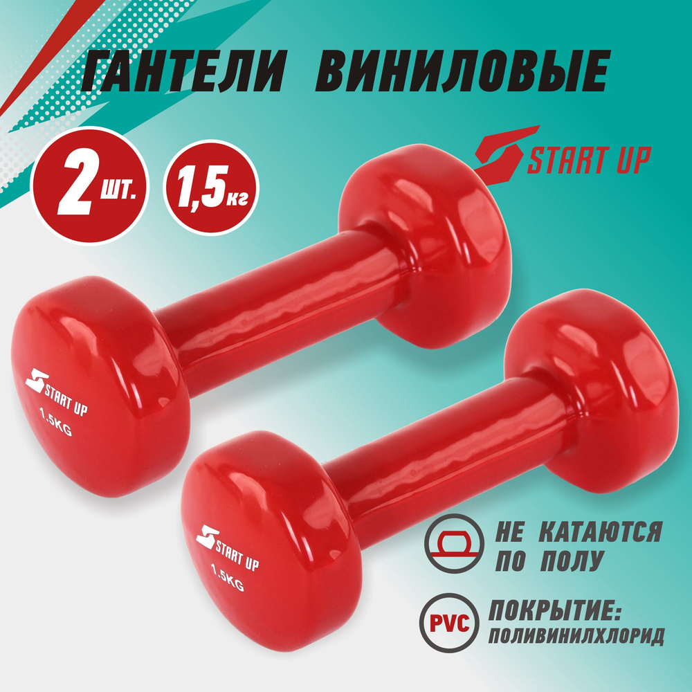 Набор гантелей виниловых Start Up NT08010 1,5 кг red (2шт) #1