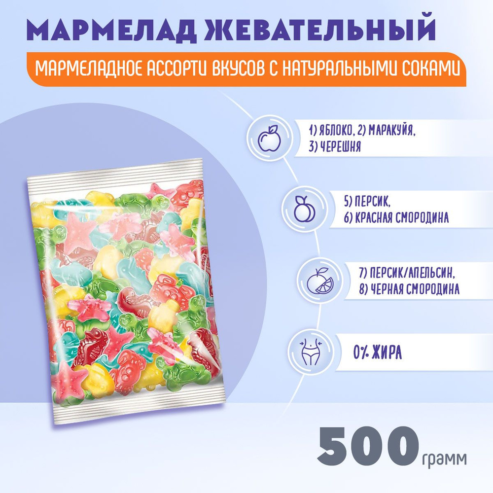 Мармелад KrutFrut Морские животные жевательный 500 грамм КДВ  #1