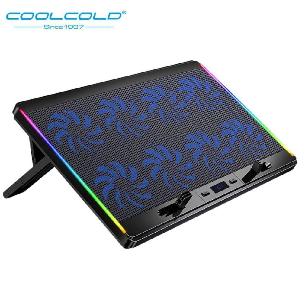 Кулер для игрового ноутбука COOLCOLD с восемью вентиляторами и светодиодным экраном, отключающим звук, #1