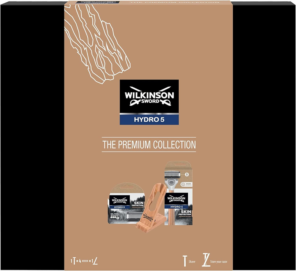 Schick PREMIUM / Бритвенный cтанок PREMIUM с 1 кассетой + упаковка кассет 4 шт + деревянная подставка #1