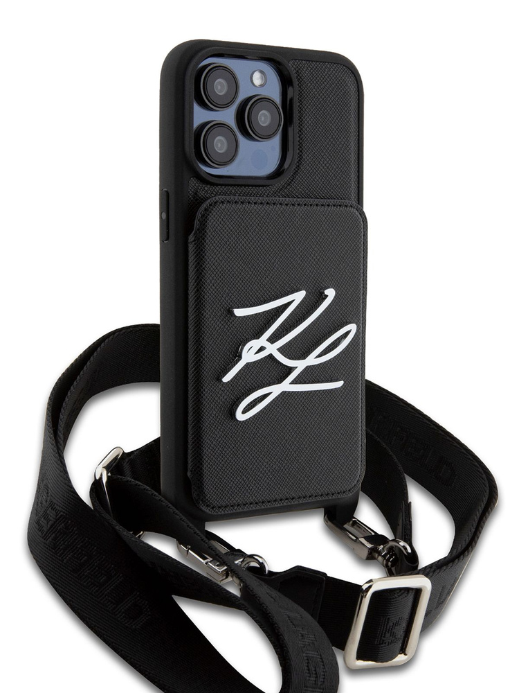 Чехол Karl Lagerfeld Crossbody cardslot на Apple iPhone 15 Pro Max / для Айфон 15 Про Макс из экокожи #1