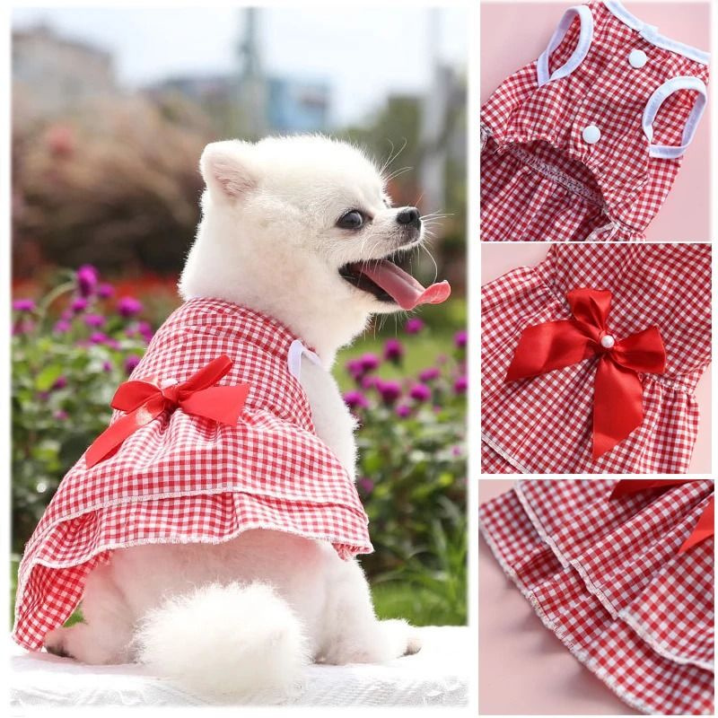 Платье для собак и кошек, красное, размер S #1