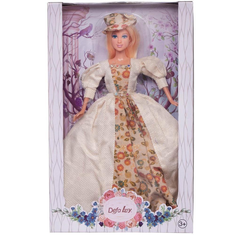 Кукла Defa Lucy Королевский шик в роскошном жемчужно-бежевом с цветами платье и шляпке 29 см  #1