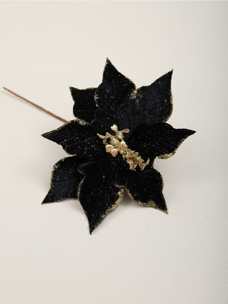 Цветок искусственный декоративный новогодний, d 27 см, цвет черный  #1