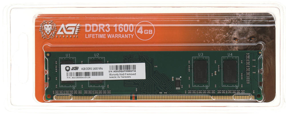 AGI Оперативная память DDR3 4 ГБ 1600МГц CL19 1x4 ГБ (AGI160004UD128) #1