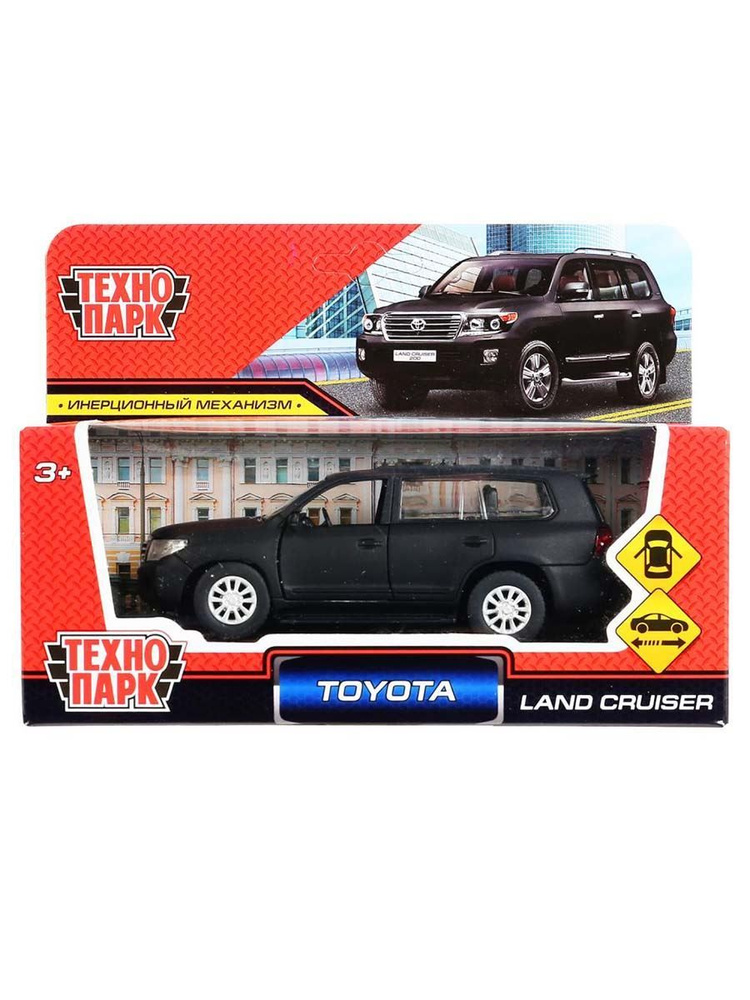 Машина Toyota Land Cruiser 12,5 см матовая черная металл инерция Технопарк, CRUISER-BE  #1