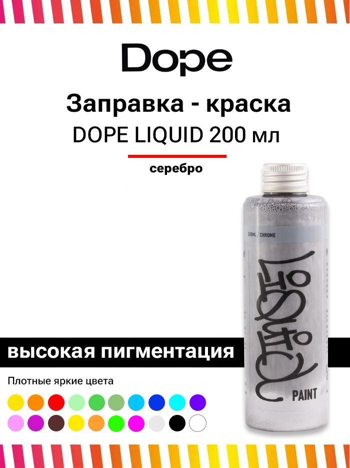 Заправка для маркеров и сквизеров граффити Dope Liquid paint 200 мл серебро  #1